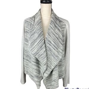 Loft Open Cardigan White Gray Waterfall Front Tag Size XL